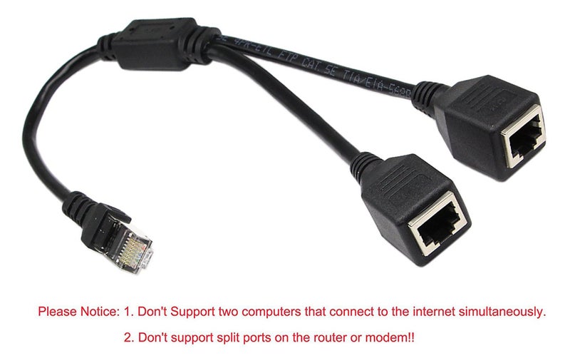 zdyCGTime 30cm/1ft RJ45 Network Cable zdyCGTime 1 RJ45 Female to 2 RJ45 Female Network Y type Cable,Used to switch networks between two computers or to connect to a printer etc(not used as a network separator) - Image 2